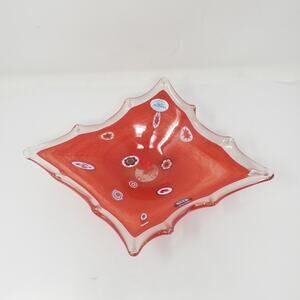 Vintage Murano Vetro Eseguito Art Glass 6 Pointed Star Bowl 11.5"x7"